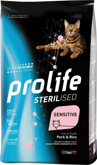 Prolife Tørrfôr Cat Sensitive Sterilisert Svinekjøtt Og Ris 7 kg