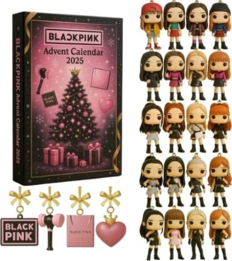 BLACKPINK 2025 Julekalender Blind Box – 24 dagers julekalender med akrylhenger til tredekorasjon