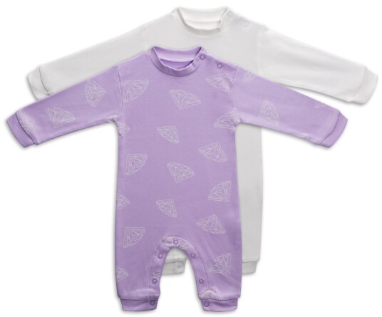 Tiny Treasure Maxime Jumpsuit 2-Pack Orchid Bloom/Diamonds 62 Tiny Treasure Maxime Jumpsuit 2-Pack Orchid Bloom/Diamonds 62