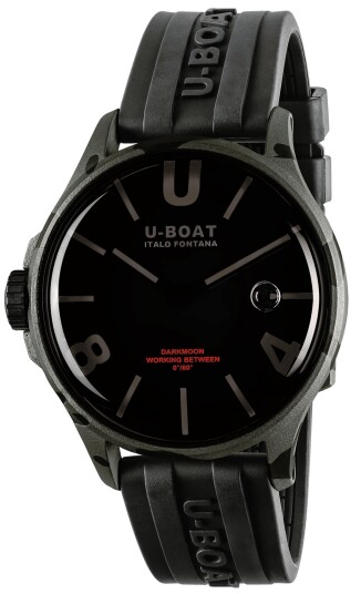 U Boat Herreklokke 9553 Darkmoon Vintage Sort/Gummi Ø44.8 mm