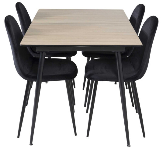 Venture Design Silar & Polar spisegruppe Natur/svart 4 st stoler & bord 120 x 90 cm