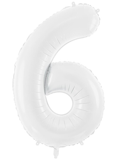 Tallet 6 Hvit JUMBO Folieballong 86 cm