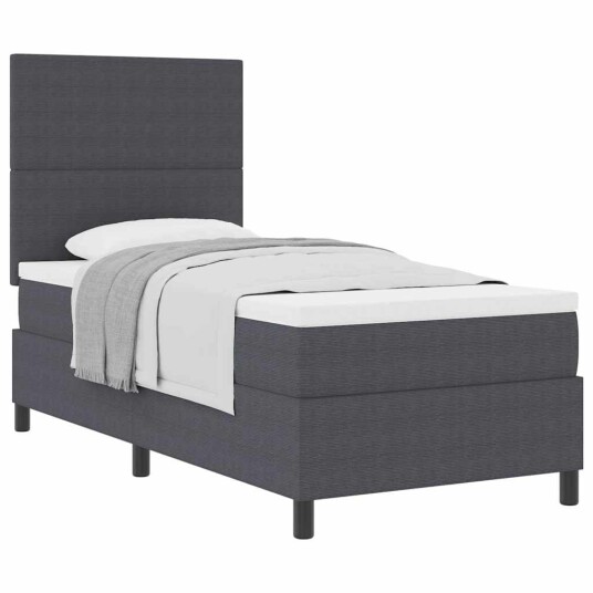 Box Spring Seng med Madrass Mørk Grå 80x200 cm Kordfløyelstoff