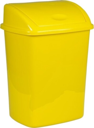 Avfallsbeholder V Del Gul Plast 26 L Med Svinglokk Klargjort For Veggmontering