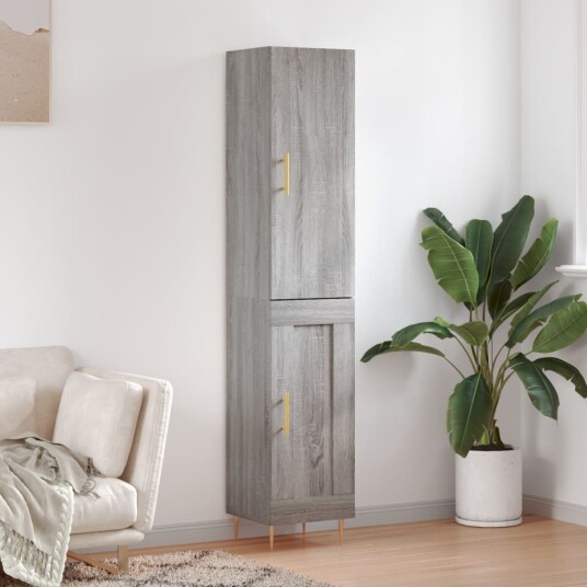 vidaXL Highboard grå sonoma 34,5x34x180 cm konstruert tre 8720845485252 vidaXL Highboard grå sonoma 34,5x34x180 cm konstruert tre 8720845485252