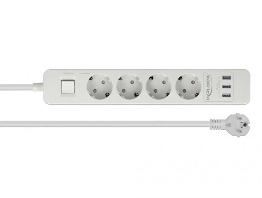 DELOCK Power strip with 4x CEE 7/3 3x USB Type-A ts child protec DELOCK Power strip with 4x CEE 7/3 3x USB Type-A ts child protec