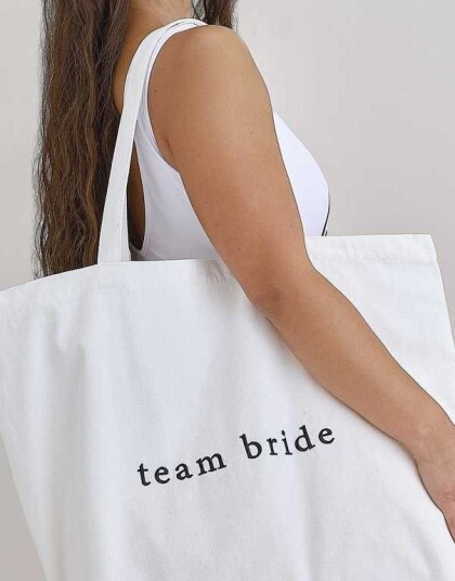 Hvit Brodert "Team Bride" Tote Bag/Bærenett 55x72 cModern Luxe