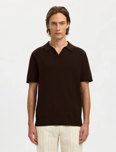 Selected Slhteller Ss Knit Polo Noos Black S