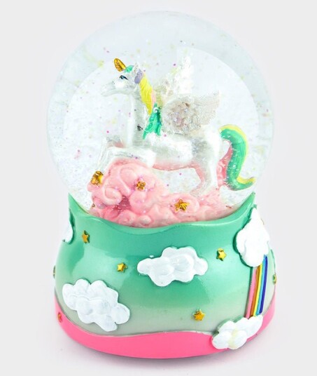 Robetoy Snøkule Unicorn Glitter Wind-up Music 14 cm