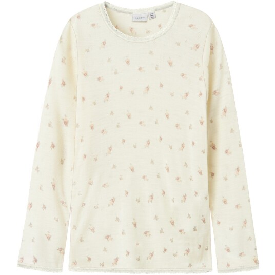 Name It Snow White Small Flowers Nkfwang Ull Needle Ls Topp 134-140