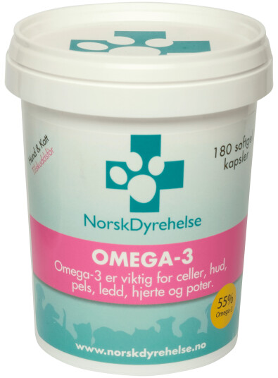 Norsk Dyrehelse Omega-3 Kapsler til Hund og Katt 180 stk - Støtter Hjerte, Ledd og Pels Norsk Dyrehelse Omega-3 Kapsler til Hund og Katt 180 stk - Støtter Hjerte, Ledd og Pels