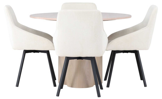 Venture Design Olivia & Rosie spisegruppe Beige/whitewash 4 stoler & bord 110 cm
