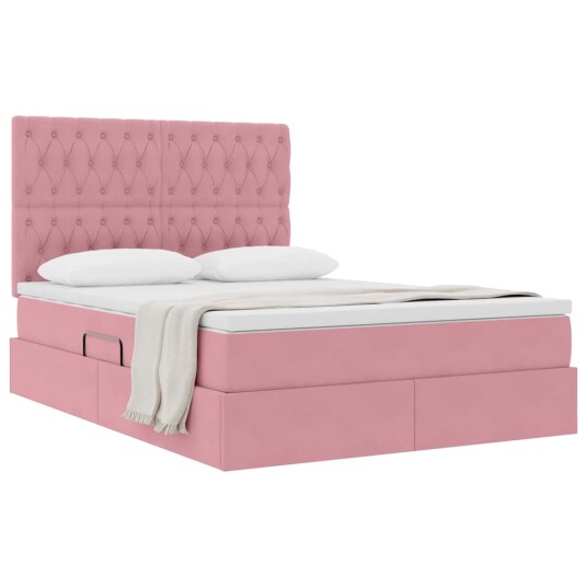 Seng med lagring og madrass Rosa 140 x 190 cm Fløyel