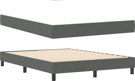  Box Spring seng med madrass Mørk grå 140x200 cm Stoff