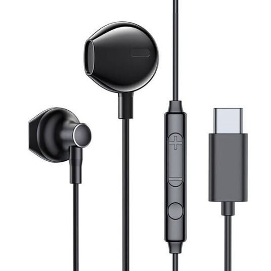 Joyroom In -Ear Headset med USB-C-kontakt mikrofon & fjernkontroll Sort Joyroom In -Ear Headset med USB-C-kontakt mikrofon & fjernkontroll Sort