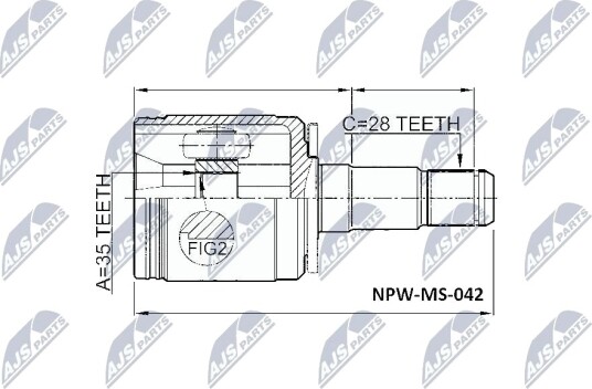 Nty Drivknute drivaksel NTY NPW MS 042