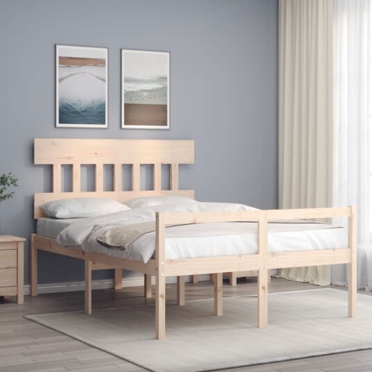 vidaXL Sengeramme med hodegavl 140x190 cm heltre