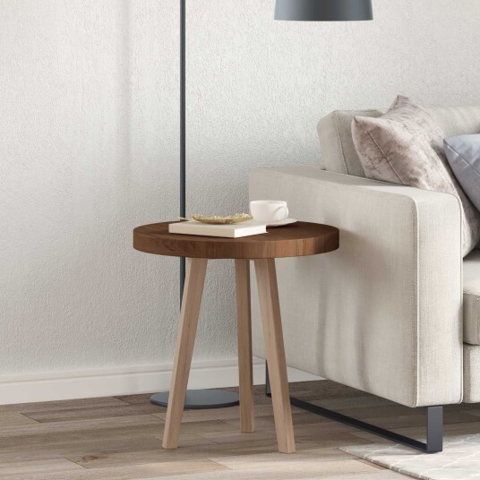 Bordplate Mørk brun Ø 50 x 4 cm Massivt Eiketre