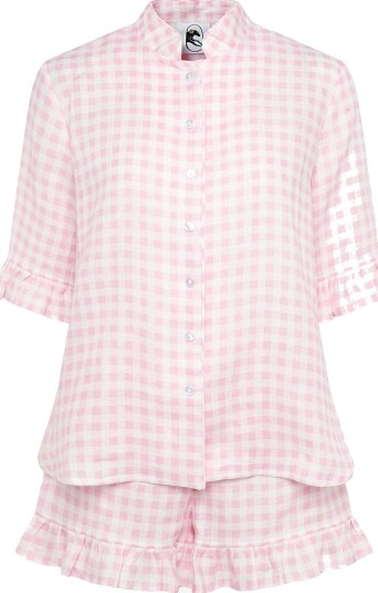Sleeper Linen Lounge Suit   WHITE&PINK   XS