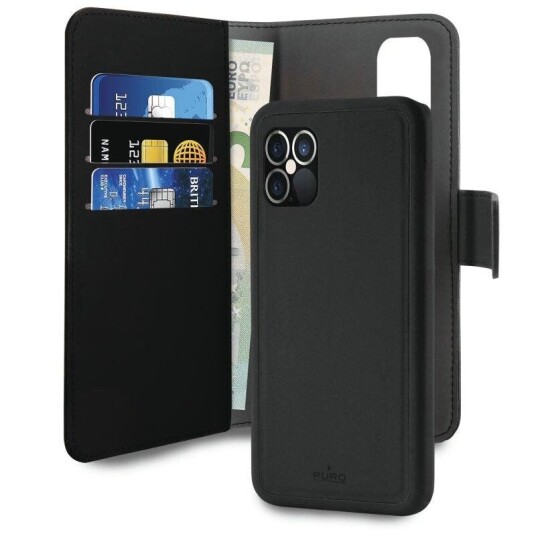 Puro iPhone 12 Pro Max Puro Wallet Detachable 2-In-1 Deksel med Lommebok - Svart