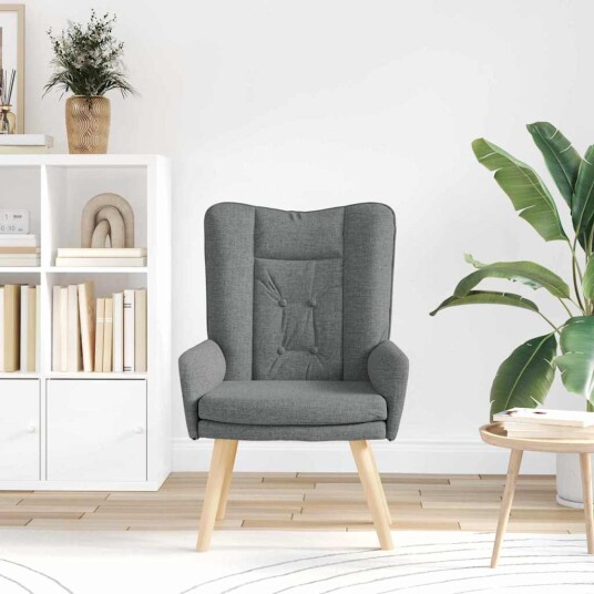 Avslappende stol Mørke grå 63 x 67 x 94 cm stoff Avslappende stol Mørke grå 63 x 67 x 94 cm stoff