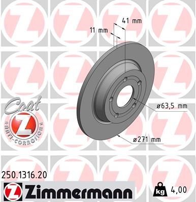 Bremseskive ZIMMERMANN 250.1316.20