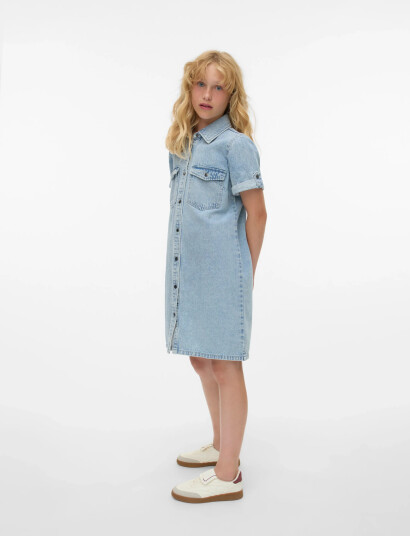 Vero Moda Girl Vmjennie Ss Short Denim Dress Ga Girl Blue 128 Vero Moda Girl Vmjennie Ss Short Denim Dress Ga Girl Blue 128