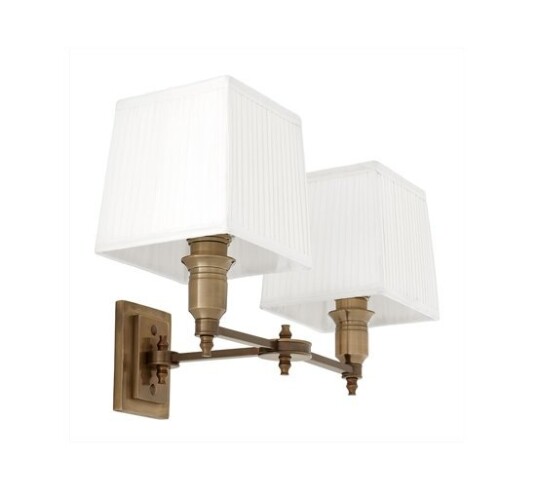 Vegglampe Lexington dobbel messing/hvit Vegglampe Lexington dobbel messing/hvit