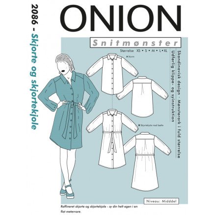 ONION Mønstermal Plus 9025 Skjorte og skjortekjole Str XL 5XL