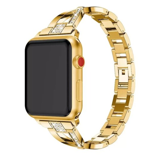 INCOVER Apple Watch (38/40/SE/41mm) Stål Rem m. Rhinstenen - Gull