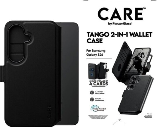 CARE by PanzerGlass 2-in-1 Lommebokdeksel med Qi for Samsung Galaxy S26 - Svart
