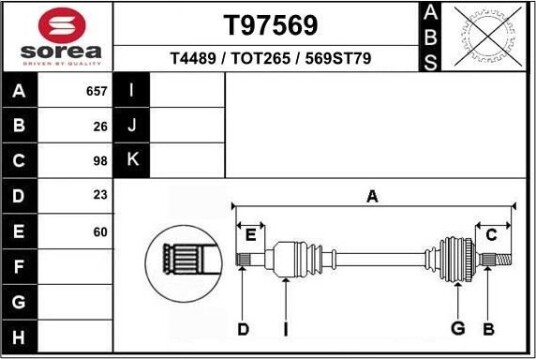 EAI T97569 Drivaksel EAI T97569 Drivaksel