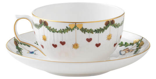 Royal Copenhagen Star Fluted Christmas kopp med asjett 32 cl - lav hank Royal Copenhagen Star Fluted Christmas kopp med asjett 32 cl - lav hank