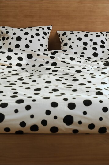 Jotex Dot Dynetrekksett Dobbeltseng Beige/svart RIGMOR 22780360297