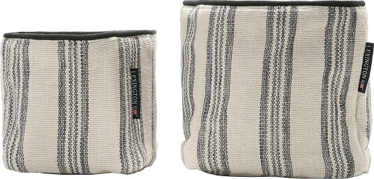 Lexington Home Striped Org Cotton Canvas Basket (Set Of 2) - Cream - ONE SIZE Lexington Home Striped Org Cotton Canvas Basket (Set Of 2) - Cream - ONE SIZE