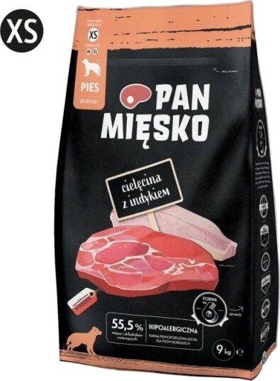 Pan Miesko Kalv Med Xs Tørrfôr Til Hund Kalkun 9 kg