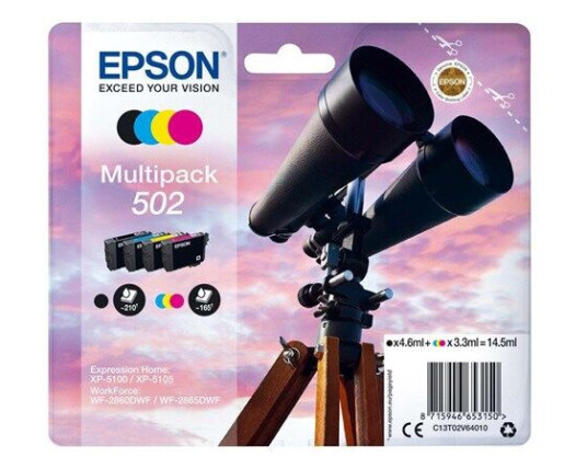 Epson 502 Multipack - 4 pakker - sort gul cyan magenta - original - blækpatron - Blekkpatron Svart