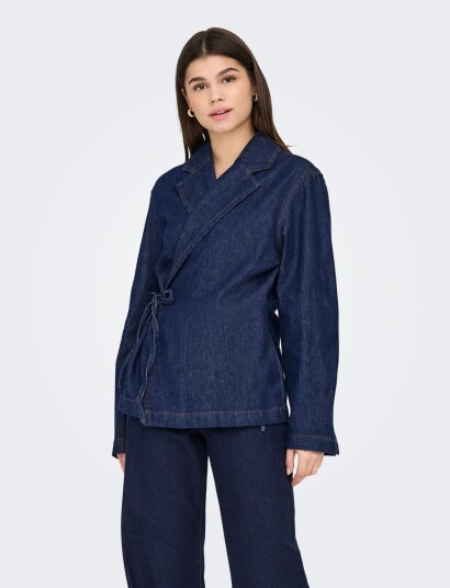 ONLY Onlellis L/S Ovs Dnm Bow Tie Jacket Akm   Navy   XL