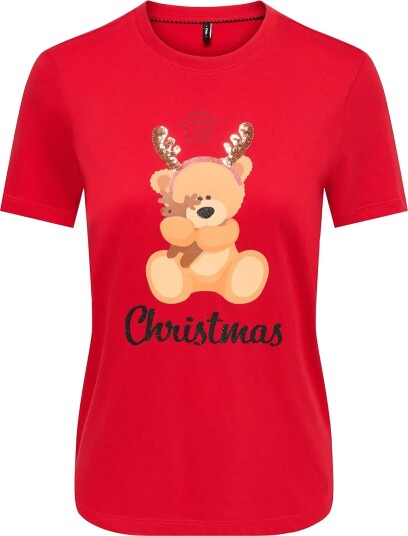 ONLY Onlxmas Yrsa Christmas S/S Top Jrs URBAN RED S