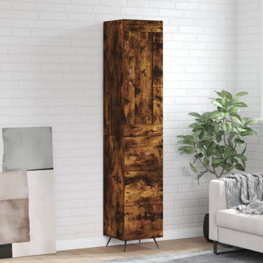 vidaXL Highboard røkt eik 34,5x34x180 cm konstruert tre 8720845495961 vidaXL Highboard røkt eik 34,5x34x180 cm konstruert tre 8720845495961