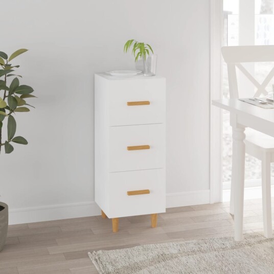 vidaXL Skjenk hvit 34,5x34x90 cm konstruert tre