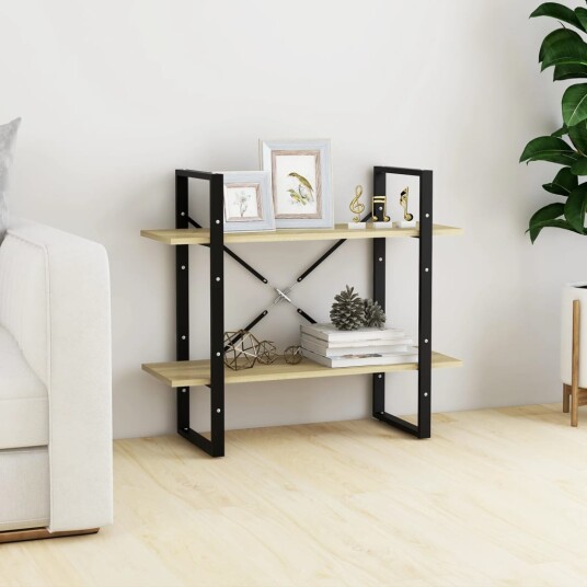 vidaXL Bokhylle 2 niv?er sonoma eik 80x30x70 cm sponplate
