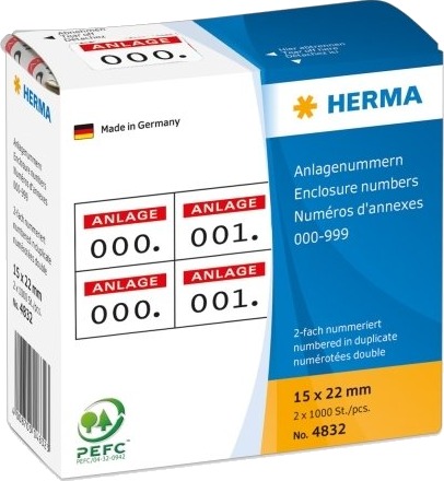 Herma 4832 Rød Hvit 15 Mm 22 Mm 1000 Stykker Tyskland