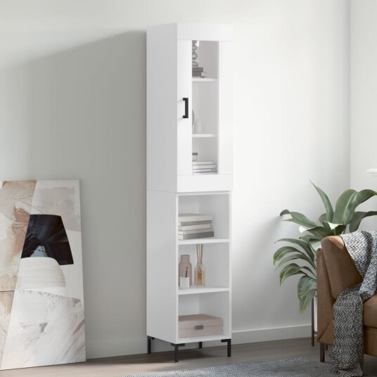 vidaXL Highboard hvit 34,5x34x180 cm konstruert tre 8720845487836