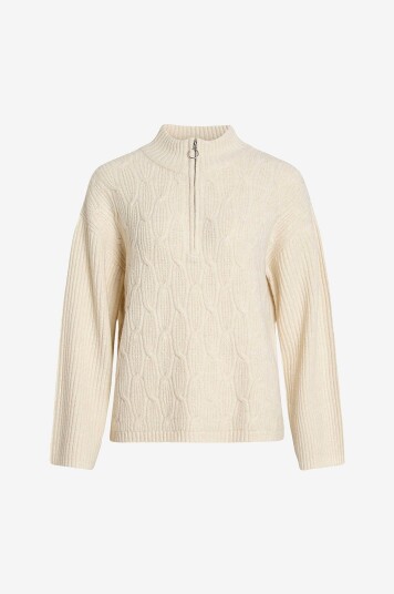 Vila   Pullover viLassia L/S High Neck Zipper Top   Grå
