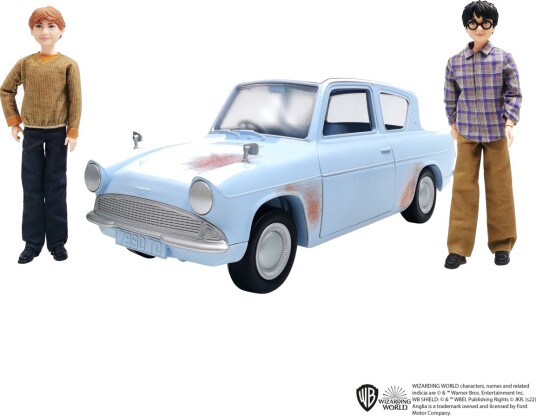 Harry Potter lekebil med 2 dukker - Flyvende bil (Ford Anglia)