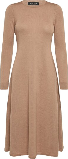 Lauren Ralph Lauren Wool Crewneck Sweater Dress LAUREN CAMEL XL