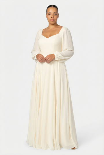 Murlongcres. Alette Maxi Dress Long Sleeves Ivory
