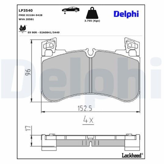 Bremseklosser DELPHI LP3540 Bremseklosser DELPHI LP3540