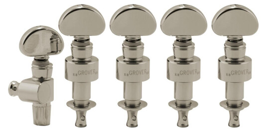 Grover 121n5 Geared Banjo Pegs W/metal Button - 5 Pcs. - Nickel Grover 121n5 Geared Banjo Pegs W/metal Button - 5 Pcs. - Nickel